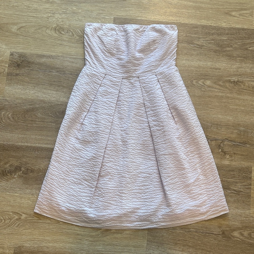 J. Crew Lorelei Strapless Fit-And-Flare Lavender Cotton Seersucker Dress